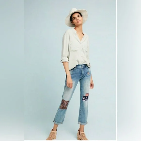 Pilcro & The Letterpress Anthropologie Patchwork Jeans NWT - Picture 10 of 11